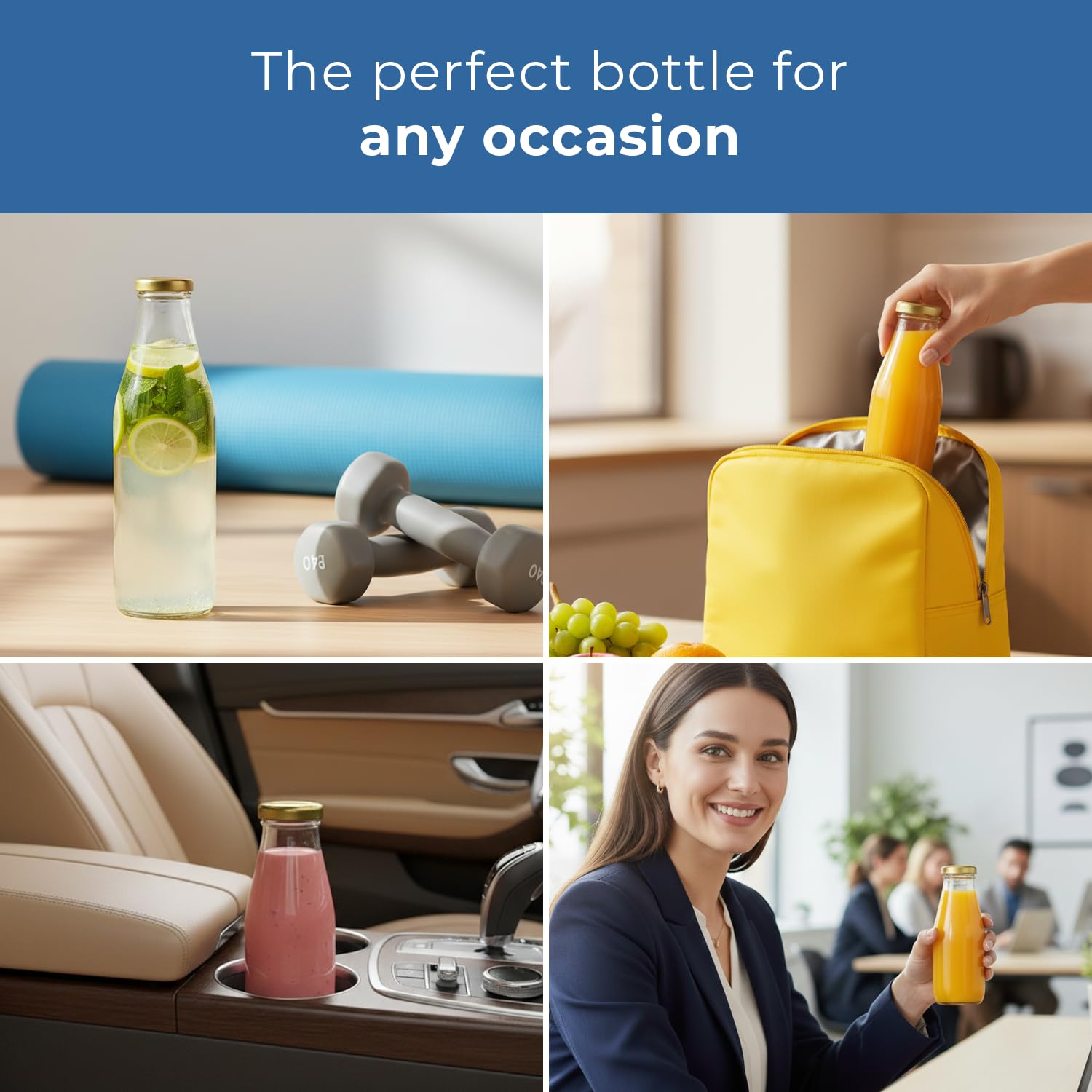 Espirito Rebelde - 20 Botellas de cristal vacías de 750 ml con tapa | Botellas de cristal para jugo, leche, barbacoa, salsas | Ideal para picnics, bodas y fiestas