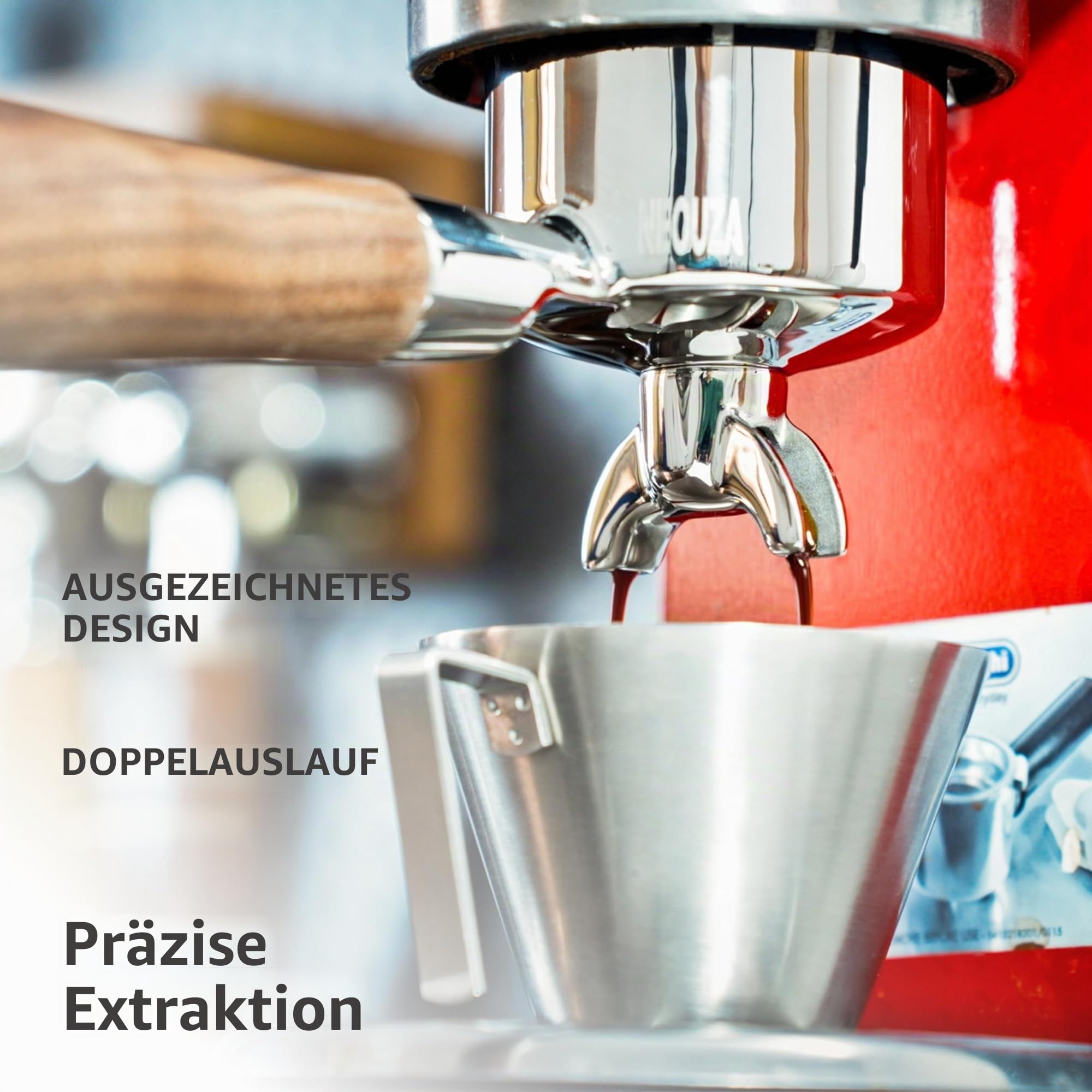 NEOUZA Espresso-Siebträger mit Doppelausguss, 51 mm, kompatibel mit Delonghi La Specialista EC9155/9255/9335/9355/9665/9865, 304 Edelstahl