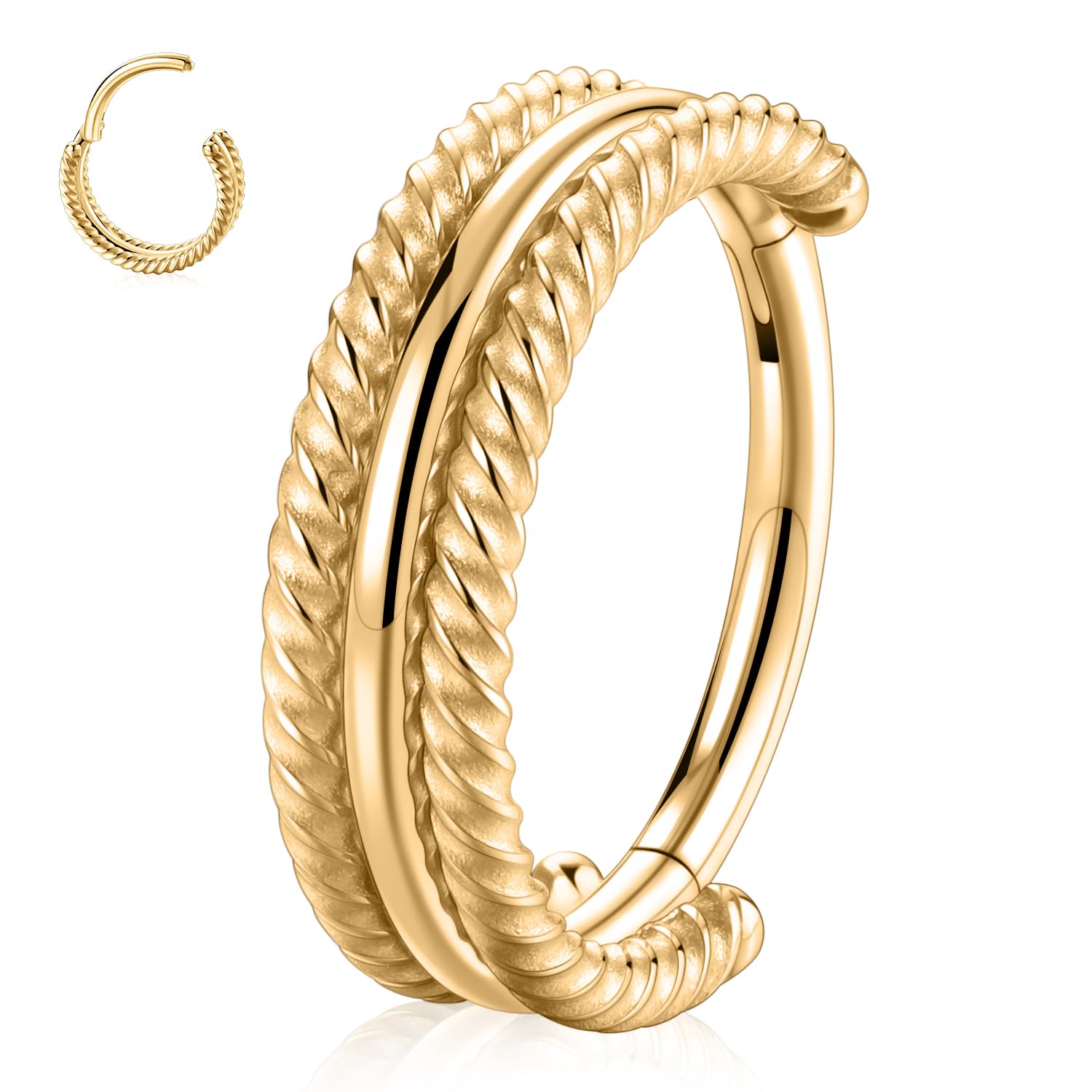 Twisted Nose Hoop Ring 316L Surgical Steel Conch Cartilage Helix Earring 16G Tragus Rook Daith Septum Piercing Jewelry 8mm 10mm for Women Men