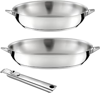 Cuisinox Eclipse Set med 2 stekpannor, 24–28 cm i rostfritt stål, spegelfinish med avtagbart handtag