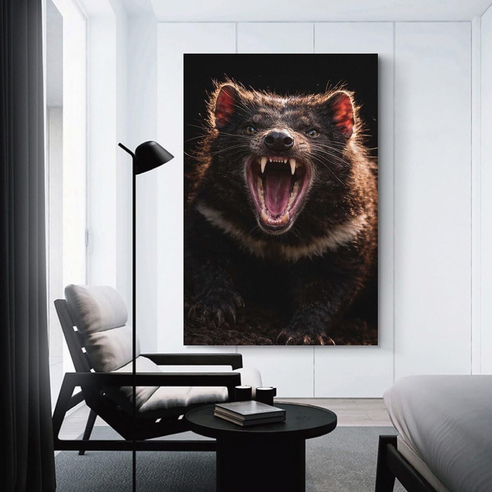 Junmoney Canvas Wall Picture Tasmanian Devil Roaring, 24x36inch(60x90cm), for Calm Bedrooms, Home Corners Or Flats, Decorative Wall Art for Cosy Rooms