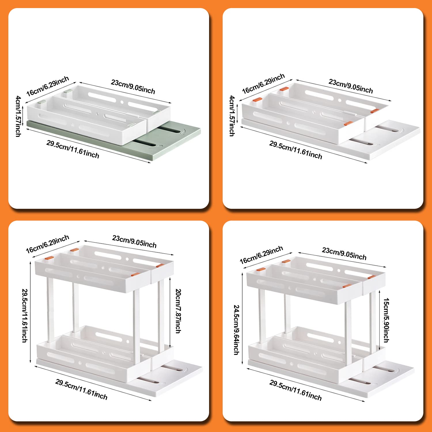 AVSMGP Organizador de Almacenamiento para Debajo del Fregadero, Cesta de colección de baño Deslizante, Estante de Almacenamiento Multiusos, Paquete de 2,C,L