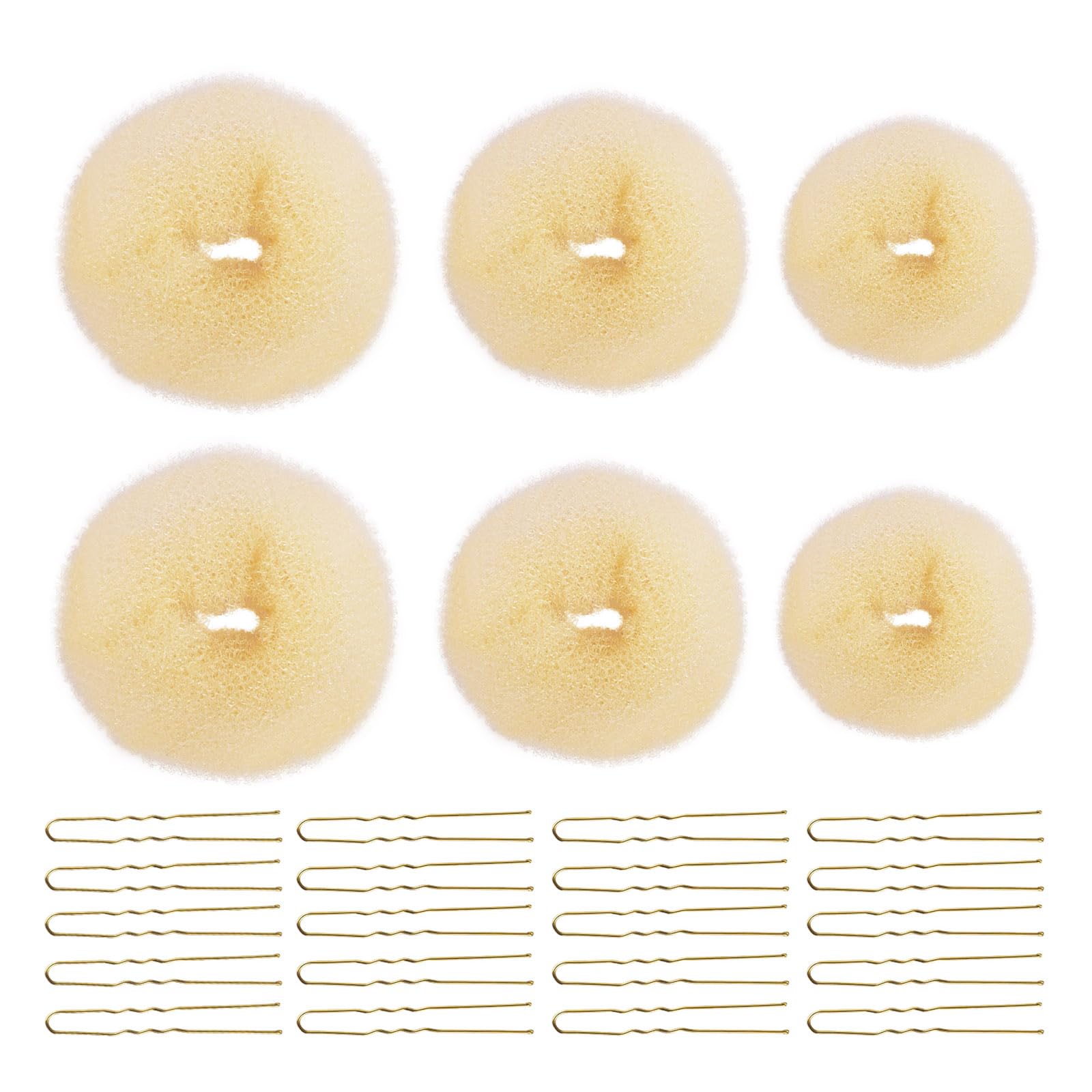 Donut Moño 6 Piezas con 20 Clips en Forma de U Kit Accesorios de Peinado para Mujeres