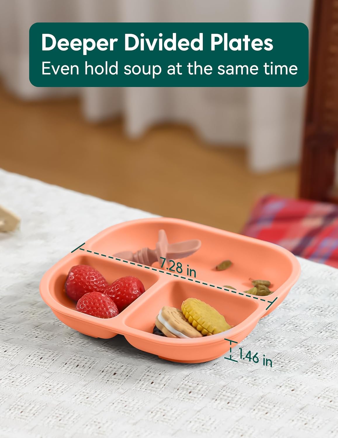 BABELIO Powerful Suction Plates for Baby and Toddler, 100% Food Grand Silicone, Divided, BPA Free, Microwave & Dishwasher Safe, Stay Put, 3 Pack - Image 5