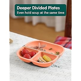 BABELIO Powerful Suction Plates for Baby and Toddler, 100% Food Grand Silicone, Divided, BPA Free, Microwave & Dishwasher Safe, Stay Put, 3 Pack