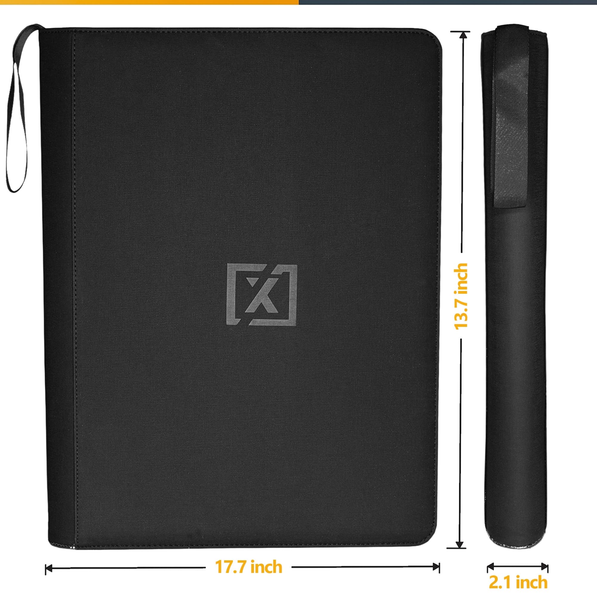 X PRO 1000+ Carpeta de tarjetas | Carpeta de tarjetas de 16 bolsillos | Viene con 200 fundas para tarjetas | Compatible con TCG, Sports, MTG y más - Carpeta de tarjetas coleccionables sin anillo |