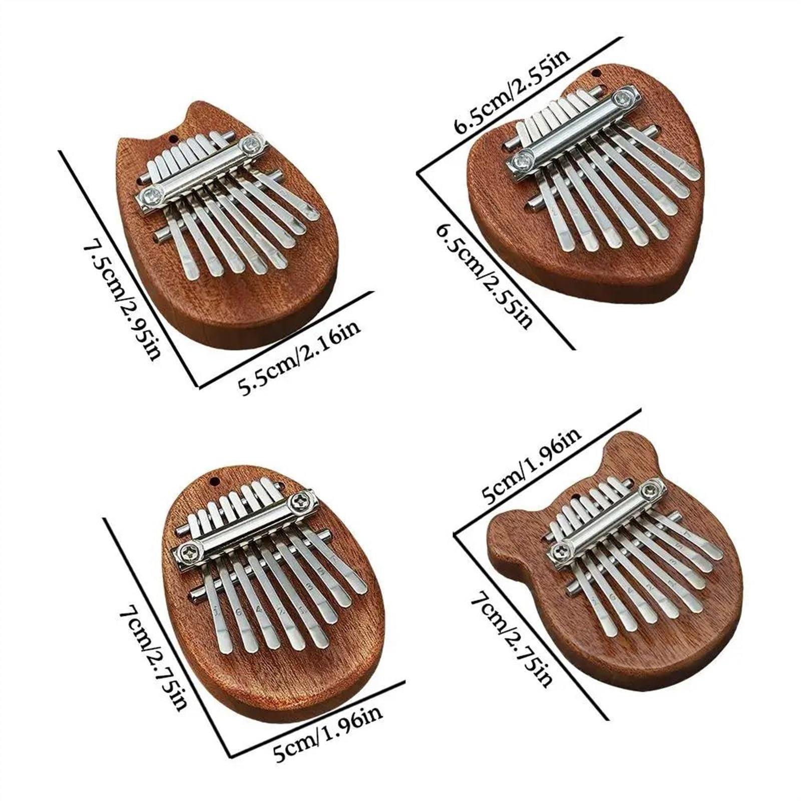 Mini Piano à Pouce En Bois - 2 Pièces (Ours Et Totoro) - Instrument Portable Pour Débutants - Pratique Et Créatif