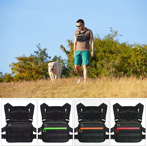 Miniatura 4 de MJNUONE Mochila de pecho para hombre al aire libre, impermeable, táctica, con correa reflectante, bolsa Molle para correr, senderismo, escalada,