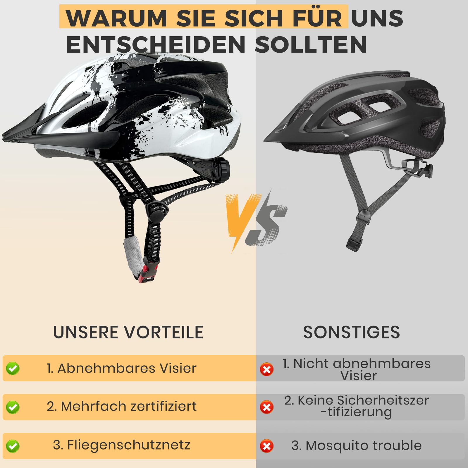 LeapBeast Fahrradhelm Kinder, Verstellbarer Kinderhelm für Jungen und Mädchen im Alter von 3-13 Jahren, Mehrere Belüftungen Helm, Multisport-Kinderhelm mit Visier, Schutzhelm