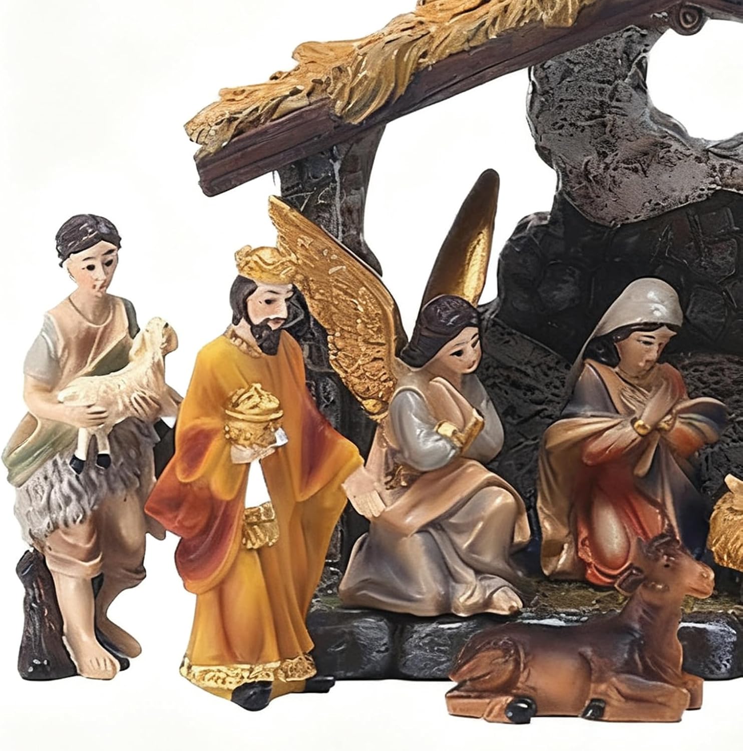 12 Piece Nativity Set, Christmas Nativity Scene Figures with Manger, The Nativities Story Figures, Jesus Birth Resin Figurines Set Religious Decorations