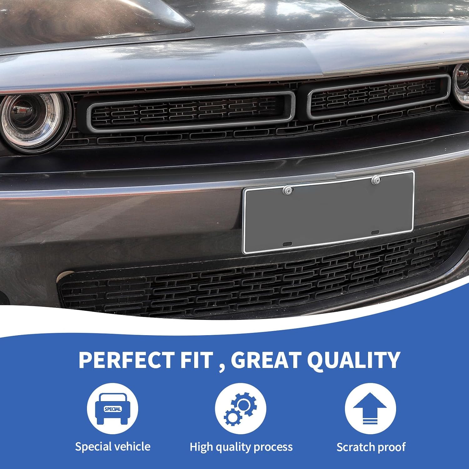 RAZPOY Front Grille Inserts Grill Guard Compatible with 2015-2023 Dodge Challenger Exterior Accessories, Black