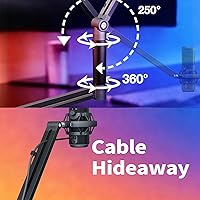 Vista 6 de mic brazo de palo ajustable con abrazadera de montaje de escritorio tornillo adaptador gestión de cables, para Audio-Technica shure sm58 beta58 sm7b