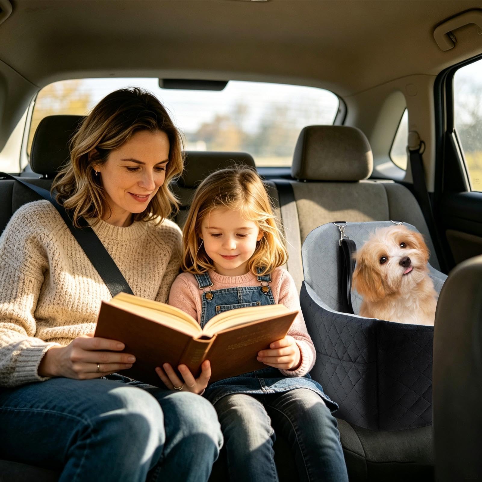 Autositz für Hunde Memory--Transportbox | -Autositz für lange Fahrten Reisen Urlaub Tierarztbesuche Park Kofferraum LKW SUV Roadtrip Alltag