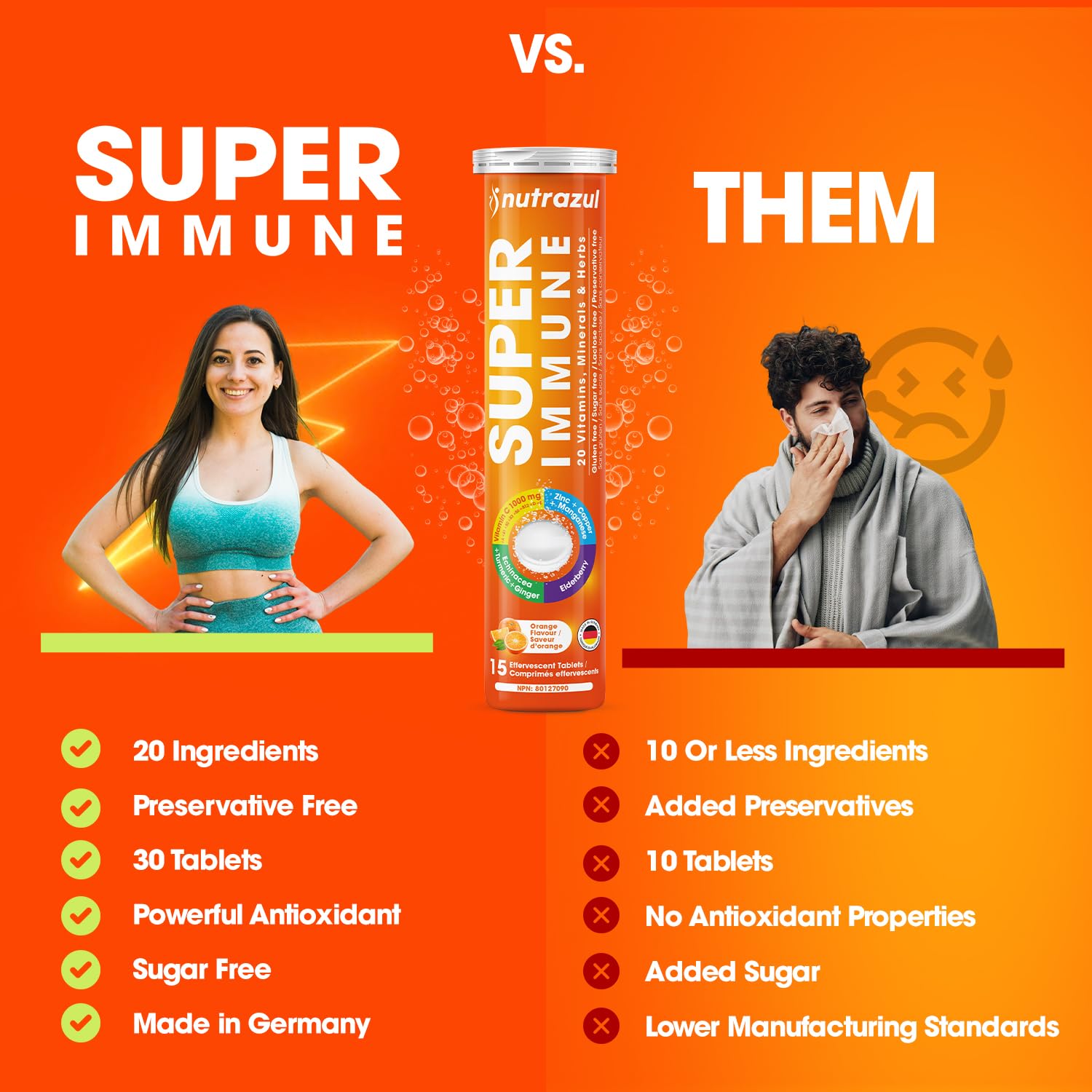 nutrazul Super Immune 30 Effervescent Tablets, 20 Vitamins & Minerals — Amazon image 3
