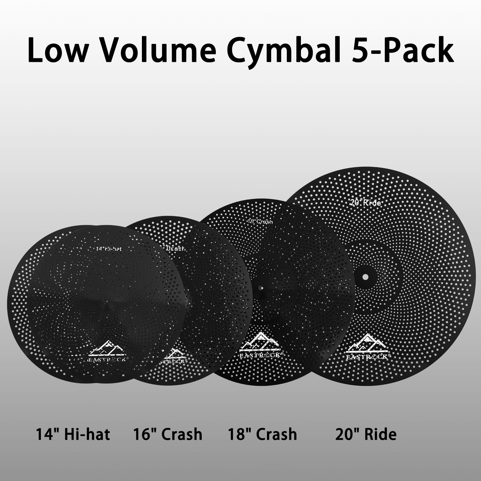 Amazon.com: EASTROCK 5 Pieces Low Volume Cymbal Pack with Cymbal