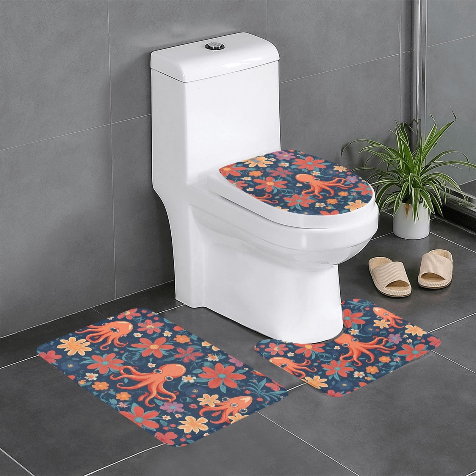 Tapis de bain calmar antidérapants : lot de 3 pour un WC et une vasque sécurisés