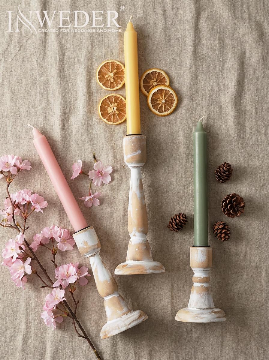 Portacandele in legno a bastoncino, 3 candelabri rustici per candele, per feste, anniversari, vacanze, Natale, decorazione da tavolo autunnale