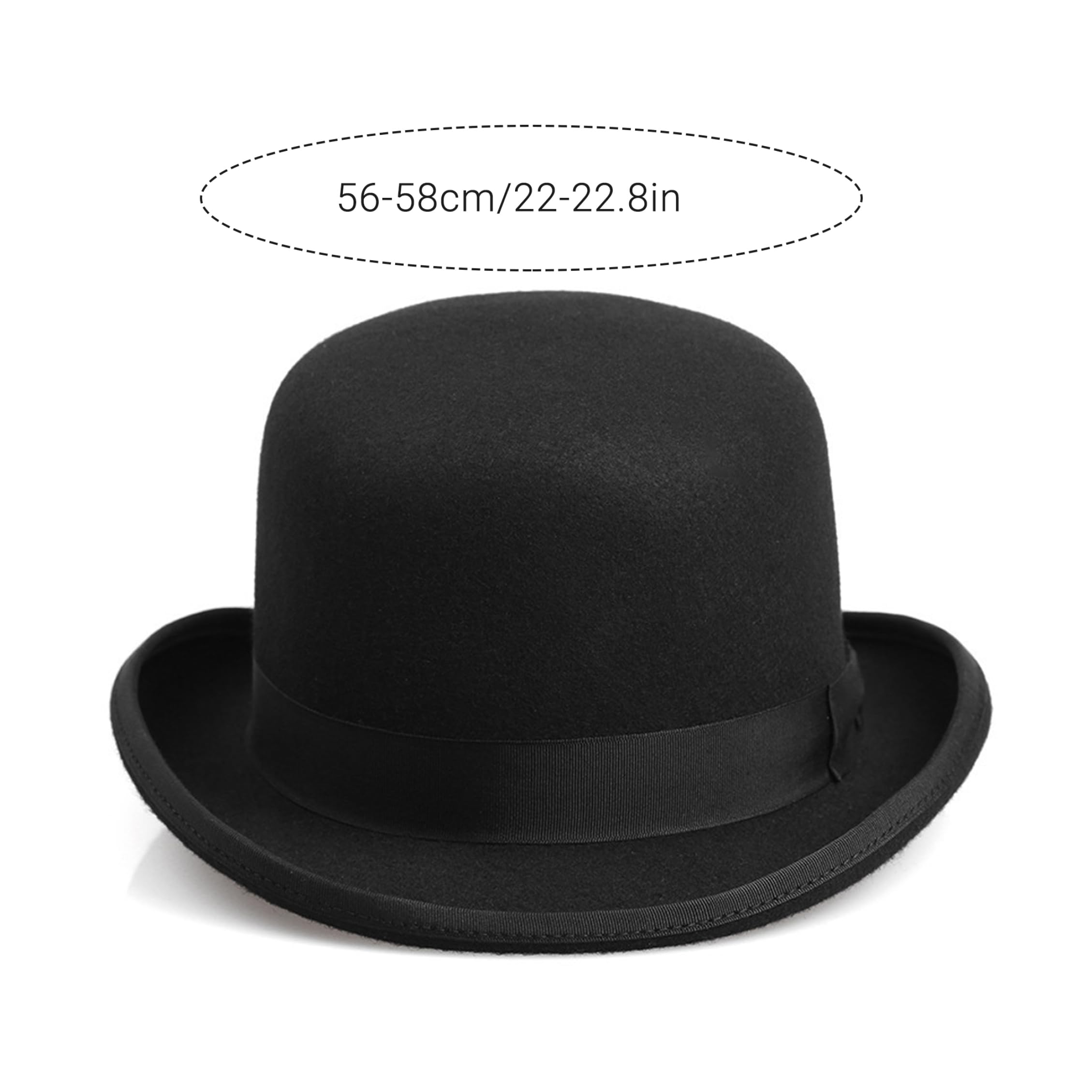 Cappello a bombetta, Cappelli a bombetta vintage per uomo e donna Cappelli classici con nastro per l'uso quotidiano, feste tema, eventi cosplay o riunioni formali, nero, cappello da uomo