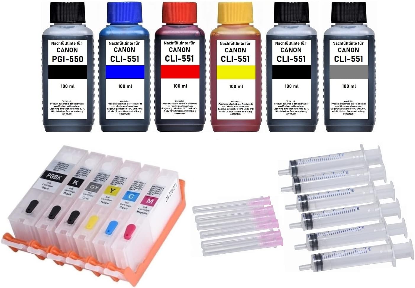 6 navulbare inktpatronen met automatische resetchips compatibel met