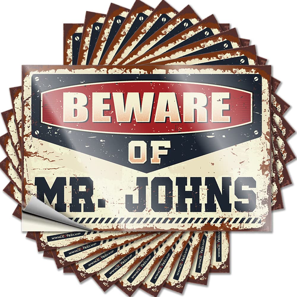 Man Cave Decorations Garage Decals | Beware of Mr. Johns Feminist for Earth Decor(12X18CM)