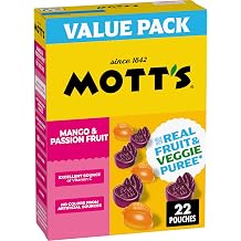 Mott's Fruit Flavored Snacks, Mango and Passion Fruit, Gluten Free, Value Pack, 22 Ct, 17.6 oz