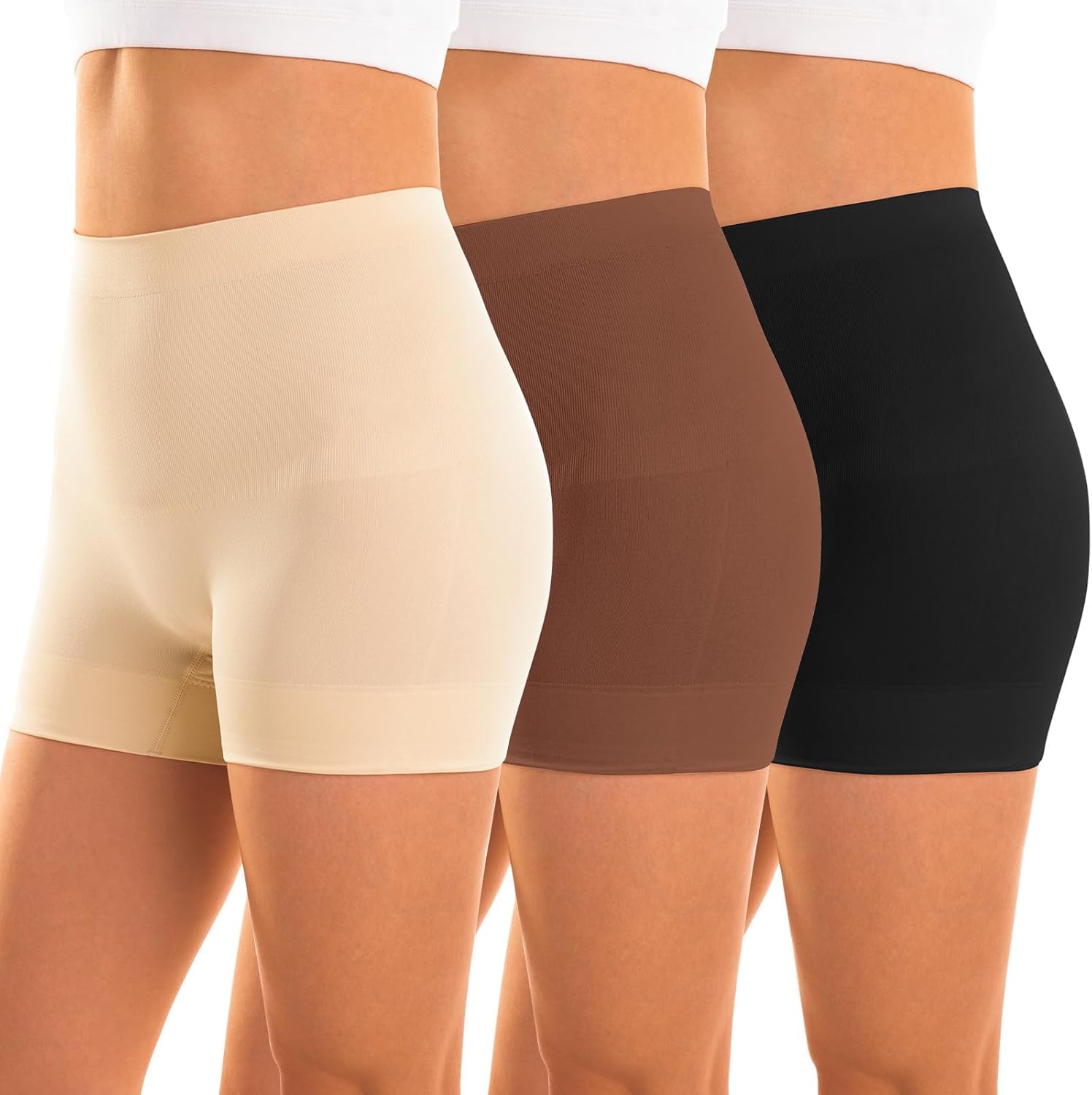 INNERSY Women's Shapewear Shorts Tummy Control Boyshorts Slip Shorts Shaping Underwear 3-Pack