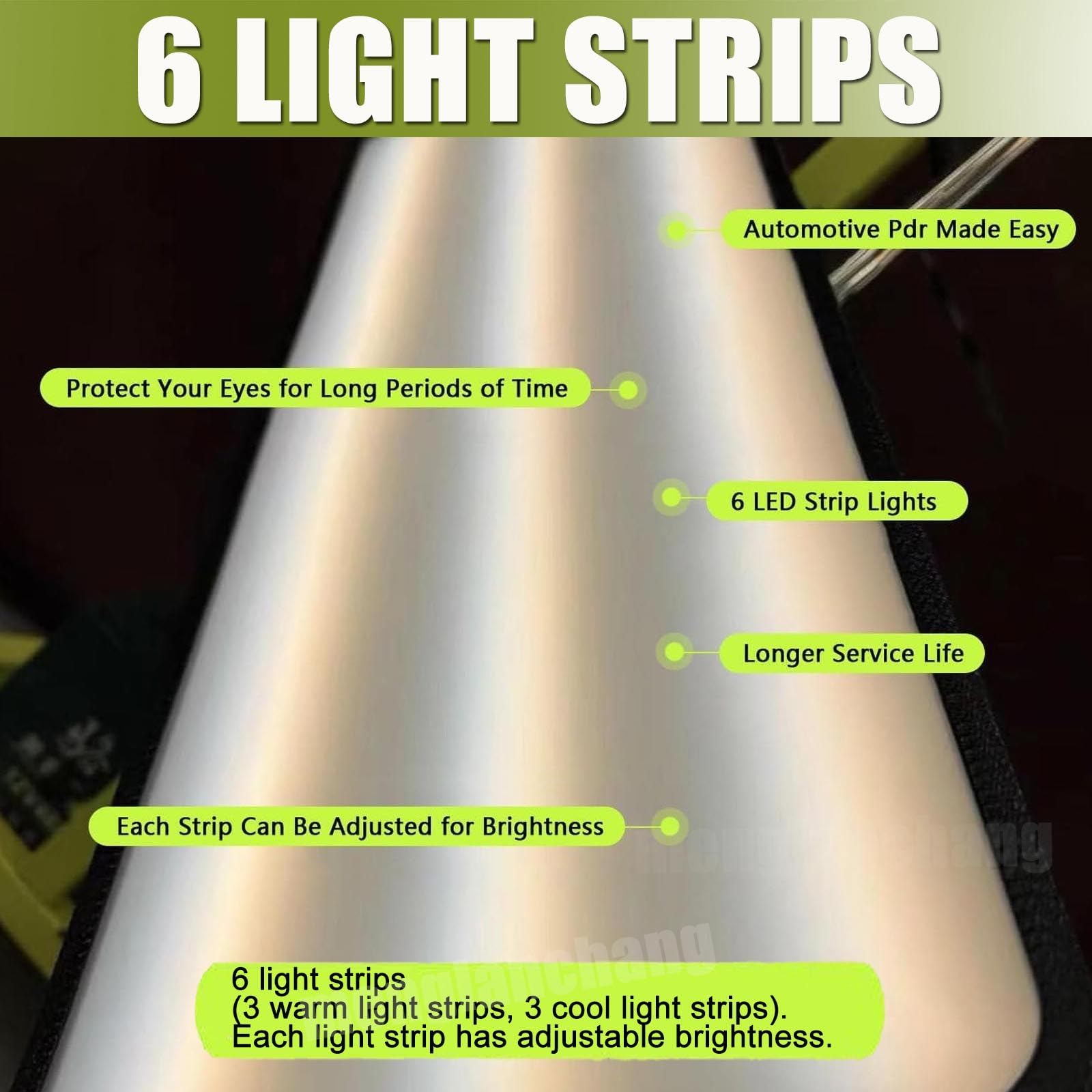 Heavy Duty PDR Light, 95cm LED Scheda di riflessione w/Regolabile Stand & Wheels, 3-Zone Dimming Lampada di Riparazione dell'ammaccatura per Il Corpo Automatico, Alta visibilità Strumento di rimozio