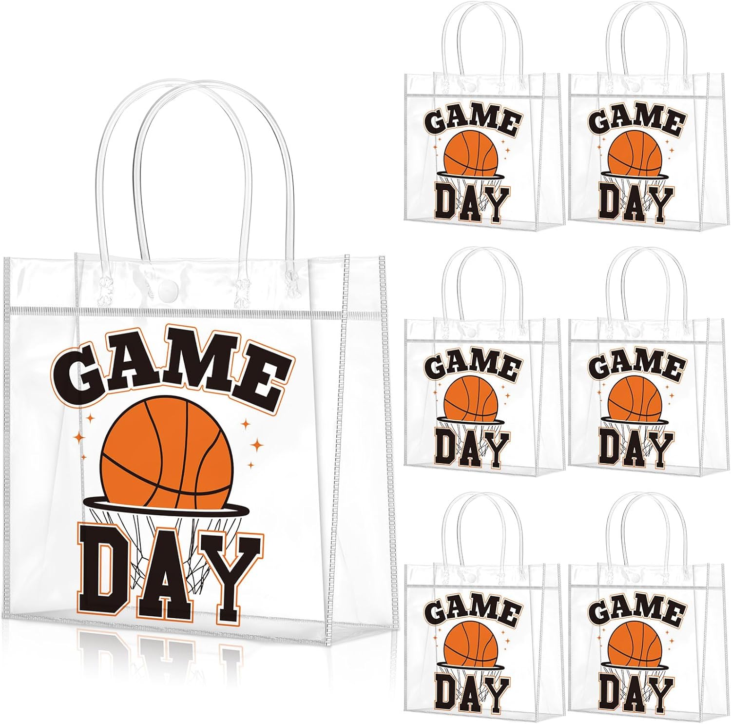 Wesnoy 20 Pcs Basketball Goodie Bags Basketball Party Favor with Handles Reusable Sport Themed Treat Bags for Candy Birthday Party Supplies 8 x 8 x 3.15''