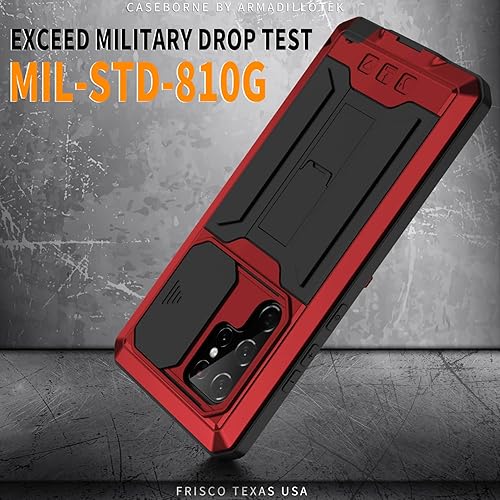 Miniatura 5 de Funda compatible con Samsung S22 Ultra con protector de cámara de pantalla, S22 ultra resistente, de metal militar, resistente, impermeable, con