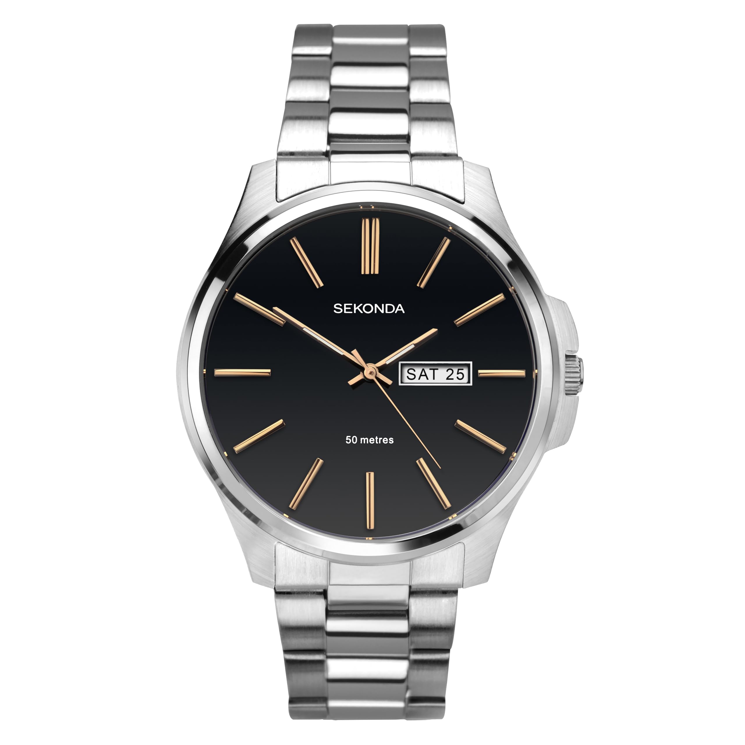 Jones Classic Men's 40mm Quartz Watch with Analogue Day/Date Display, and Stainless Steel Strap