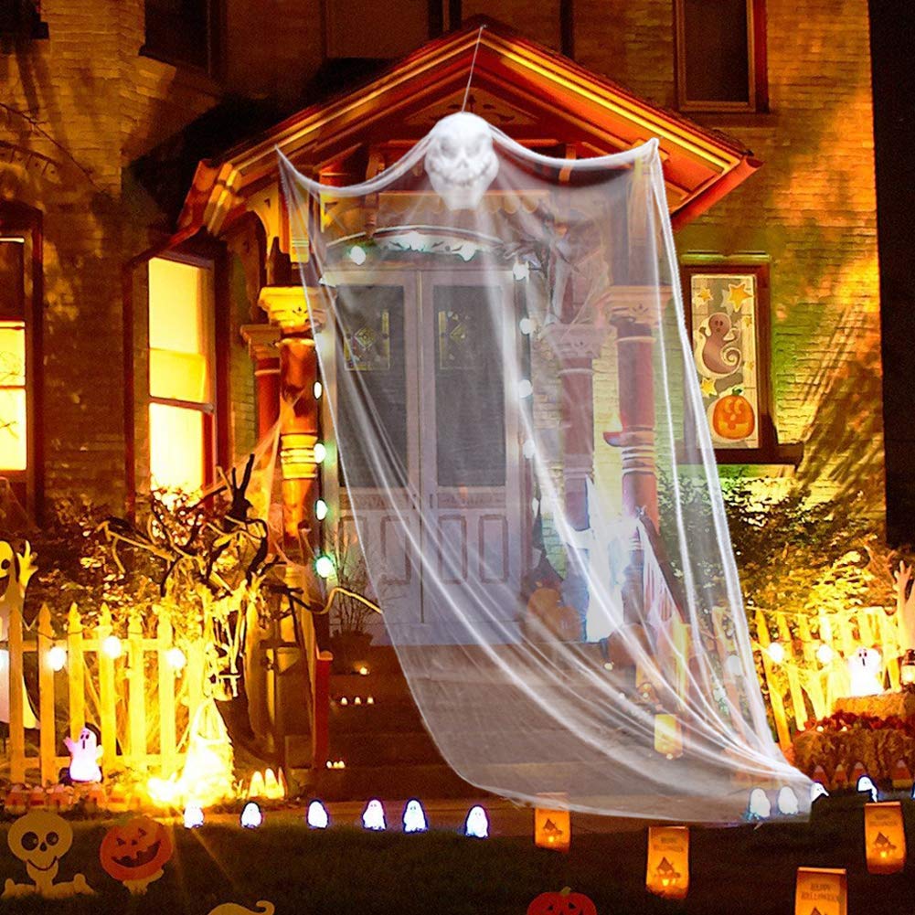 Décorations Halloween à Suspendre - 3 Pièces (fantôme 135cm, 2 Squelettes 90cm) Pour Extérieur - 4
