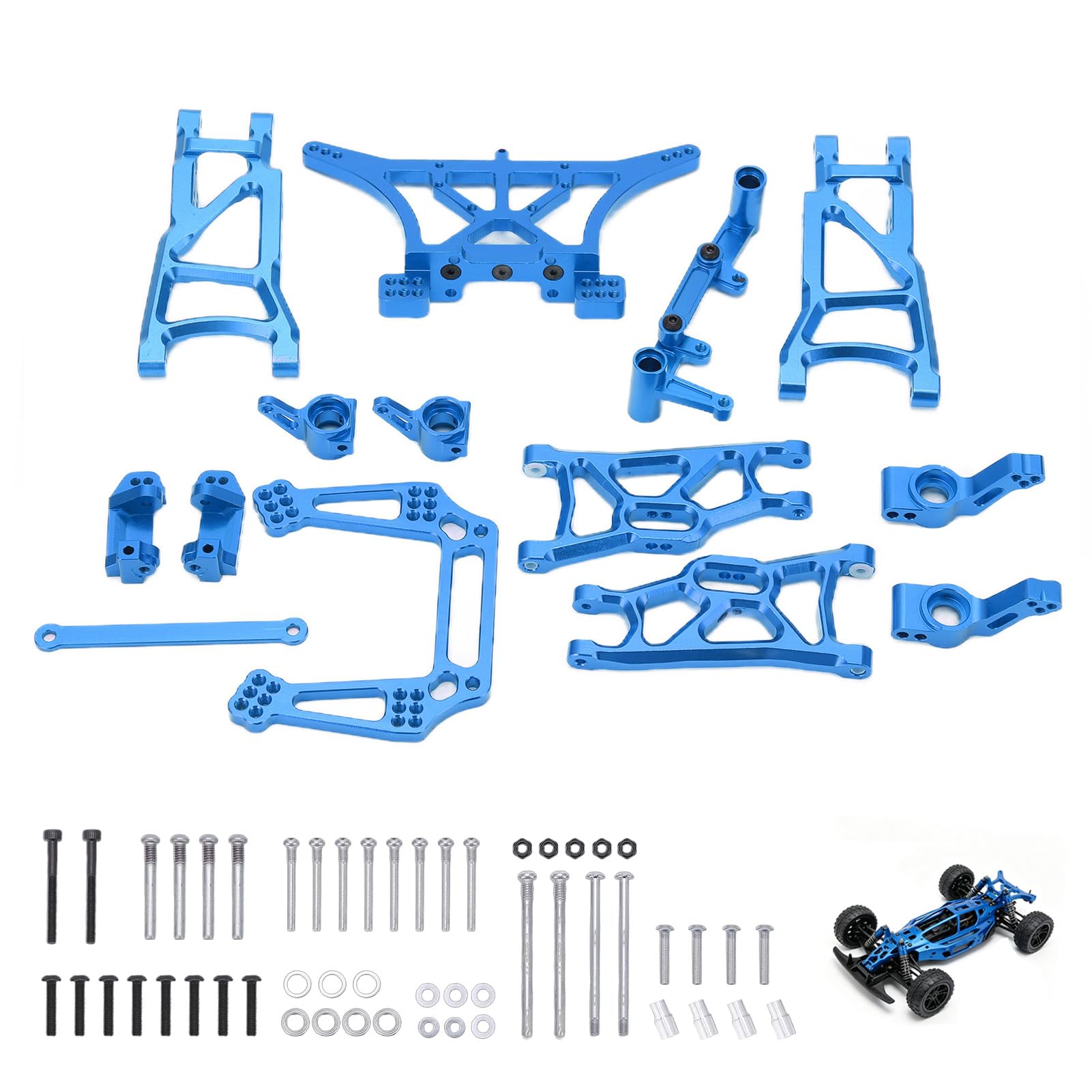 RC-Zubehör, 1/10 RC Metall-Upgrade-Zubehör für TRAXXAS RC Vorder- und Hinterachsaufhängung, Lenkungsbecher-Kit, Aluminium-Vorder- und Hinterachsaufhängung, Kit für TRAXXAS Slash 2WD, Blau