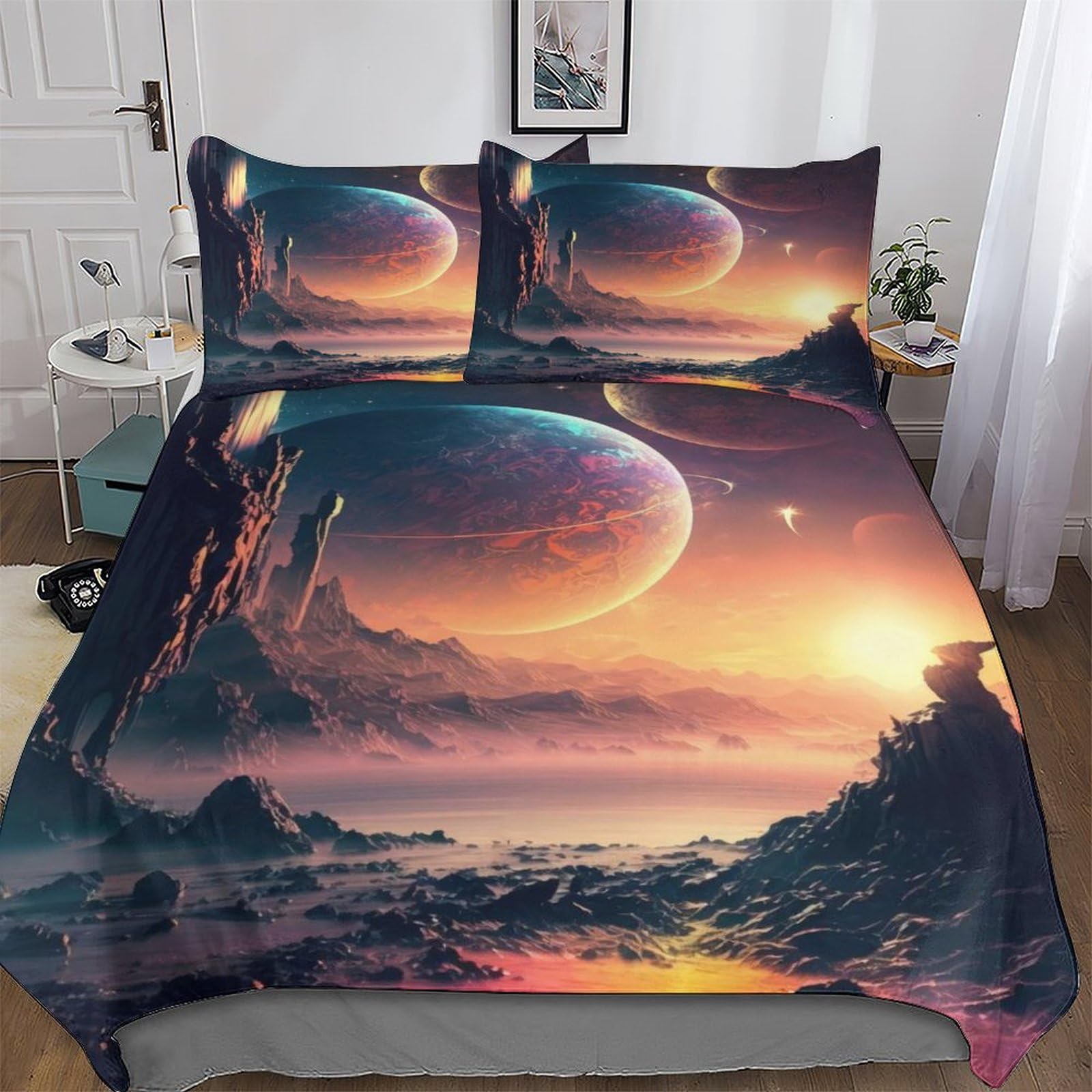 Housse de couette pour adultes et adolescents motif fantasy coloré lit double 200x200cm