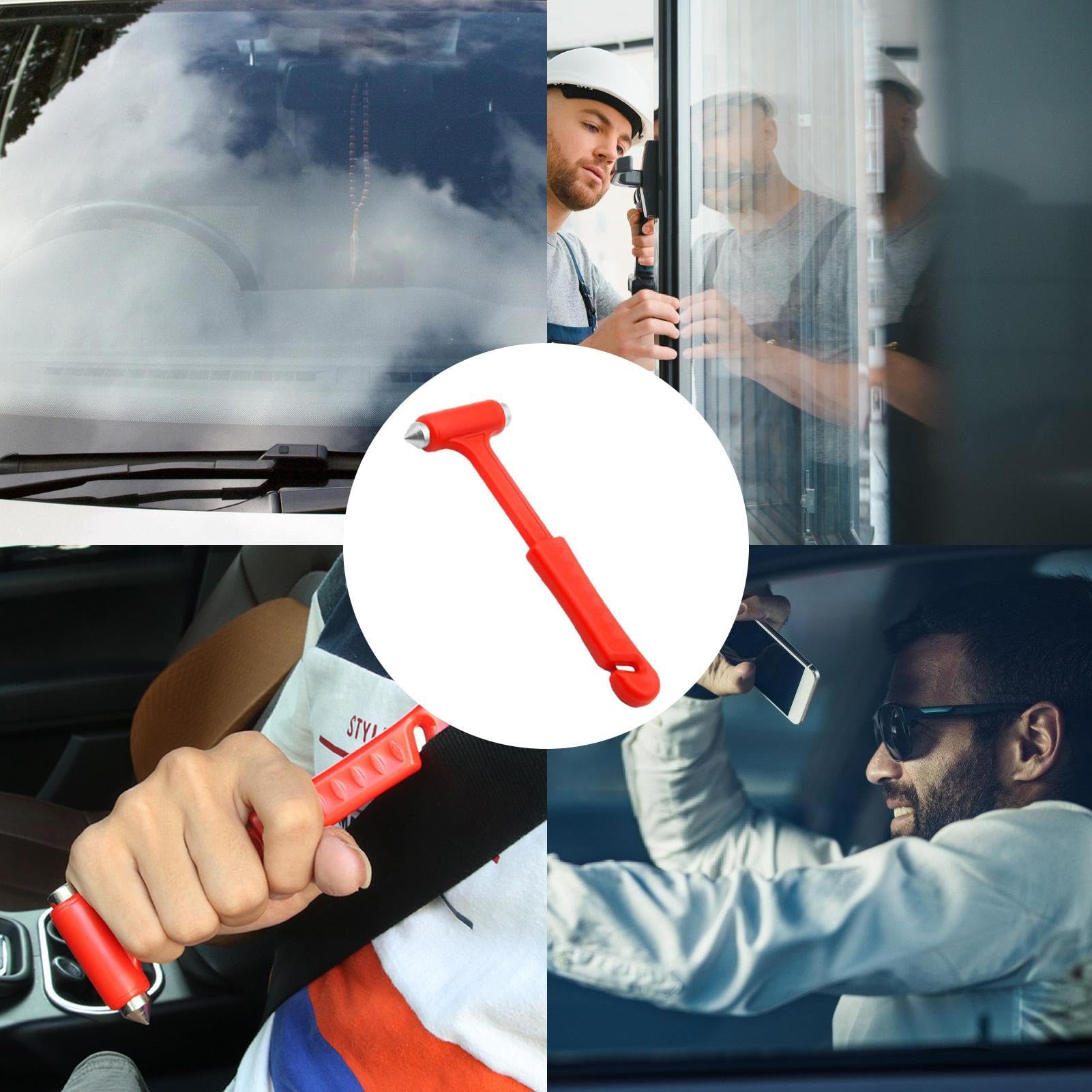 Generico Set Martelletto di Sicurezza Auto – ABS Acciaio | Punzone Rompivetro D'Emergenza E Utensile di Salvataggio | Accessorio per Veicoli, Uomo, Donna, Famiglia, Campeggio Ed Escursionismo