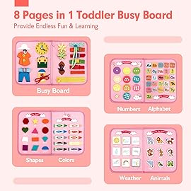 hahaland Toddler Busy Board Montessori Toys for 3 Year Old Girl Gifts Preschool Educational Learning Toys with Life Skills, Alphabet, Number, Shape, Color, Girls Stocking Stuffers Travel Busy Book