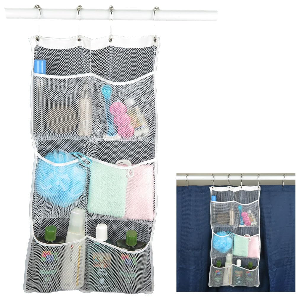 Evelots Mesh Shower Caddy -2 Pack- Shower Organizer Hanging Portable 6 Pockets-Shampoo Soap Razor Baby Bath Toys -