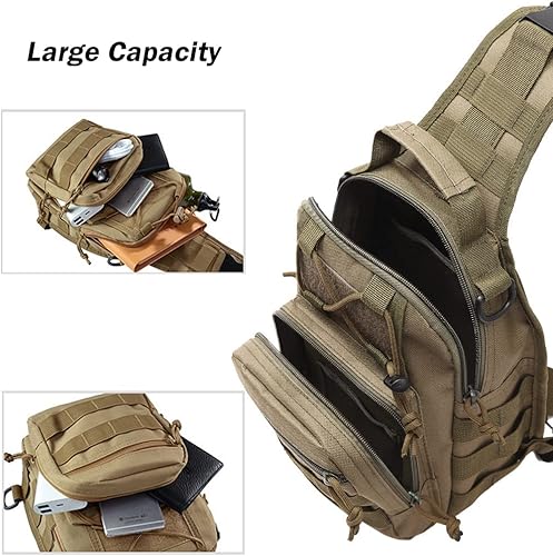 Miniatura 5 de NuCamper Mochila táctica tipo bandolera militar Rover, mochila de hombro Molle Assault Range Bags Men's Chest Pack para senderismo, viajes, Caqui,