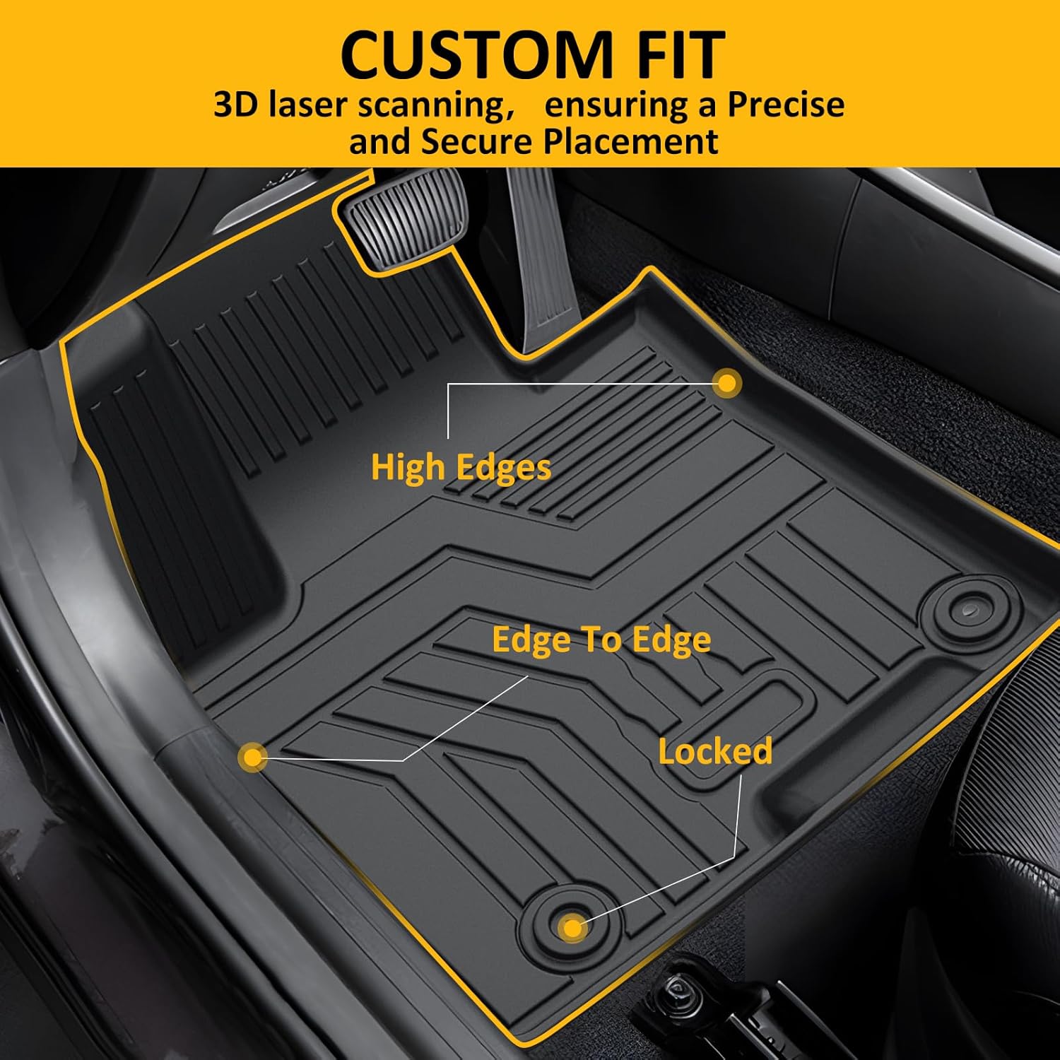 Falafa Floor Mats for 2022-2025 Hyundai Tucson (Not for Hybrid & PHEV), All Weather TPE Heavy Duty Floor Liners, 1st & 2nd Row for Hyundai Tucson Car Mats Accessories - Image 2