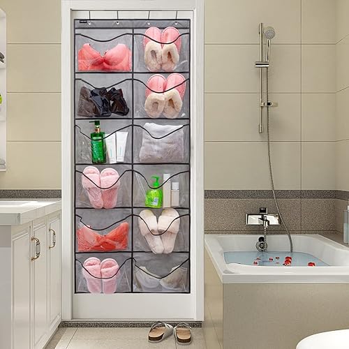 Miniatura 4 de Organizador de zapatos con bolsillos extra grandes, organizador colgante para dormitorio, almacenamiento de zapatos, baño, zapatero con 12 bolsillos