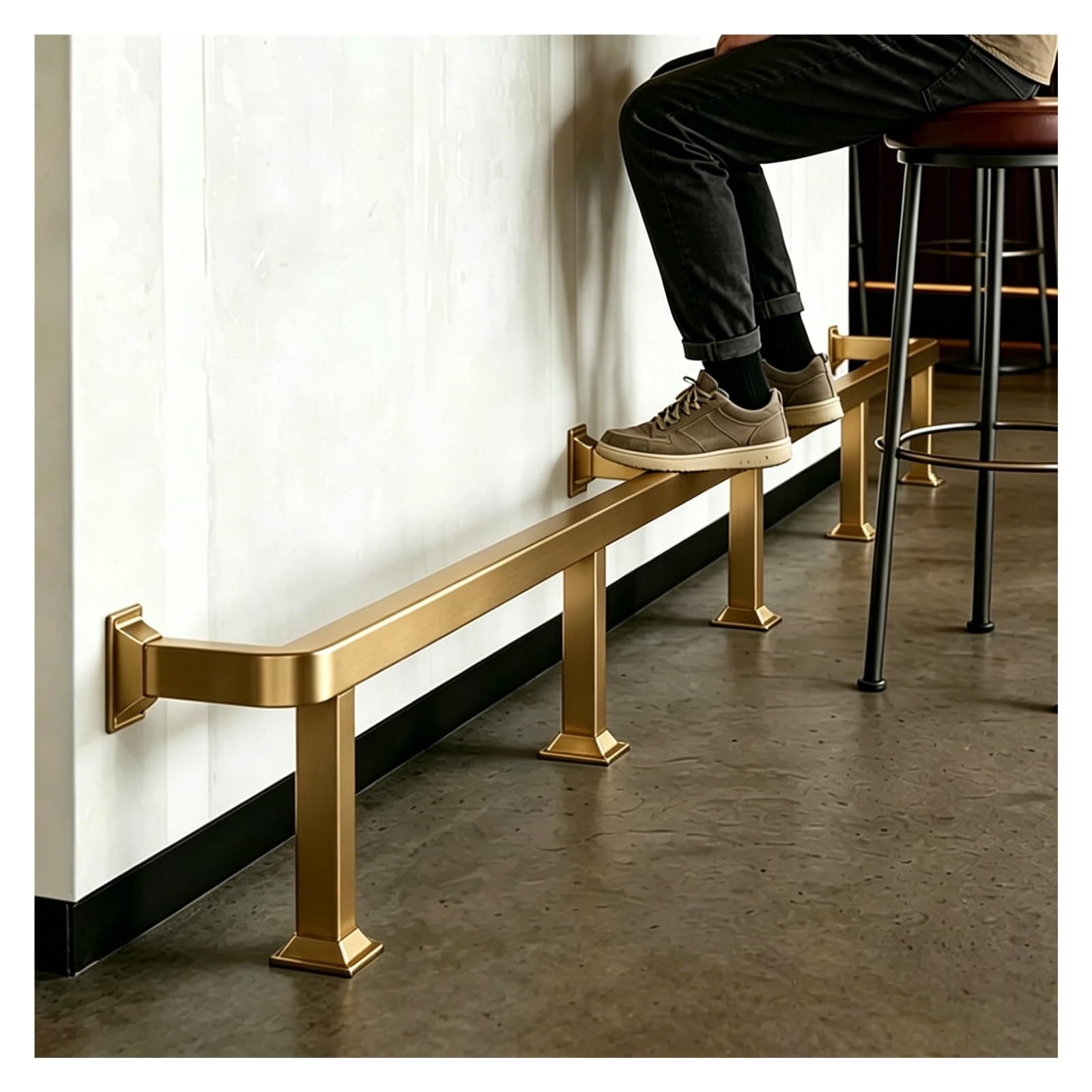 ZJKXJH Stainless Steel Foot Rail Kit for Kitchen/Office Counter, Customizable Length Foot Rail for Bar, Indoor/Outdoor Footrest Bar, Rust Prevention(Gold,3.0'/91.4cm)