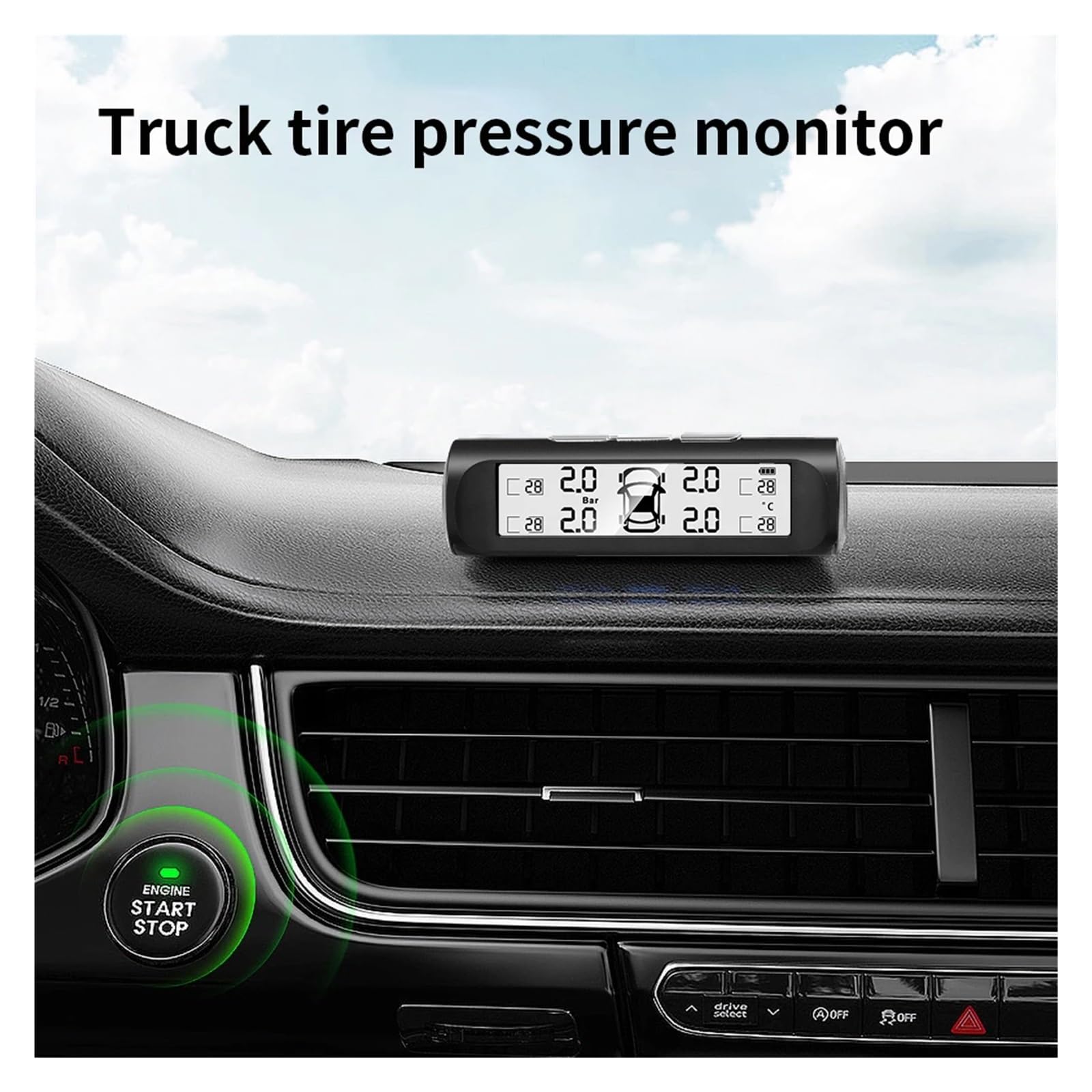 4 Czujniki Zewnętrzne Samochód Energia Słoneczna TPMS Alarm Ciśnienia W Oponach Cyfrowy Wyświetlacz Auto Tester Ostrzeżenie System Monitorowania Precyzyjne Wykrywanie