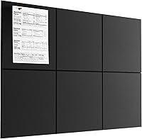 MaxGear 36x24 Large Felt Bulletin Board - 6 Pack Black Wall Tiles with Push Pins, Cork Board Alternative for Office Home