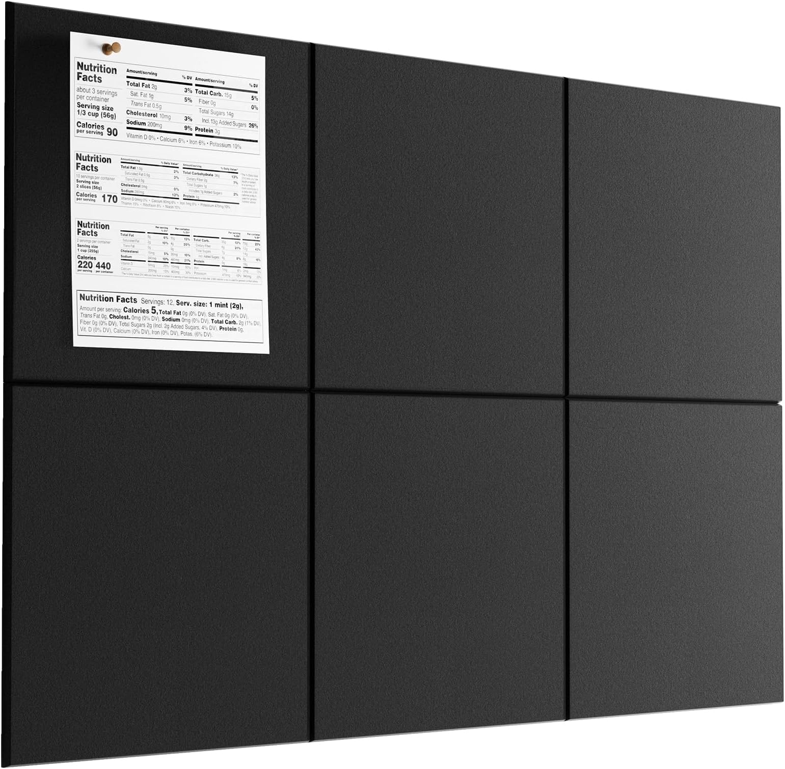 MaxGear Cork Board Alternative 36"x24", 6 Pack Felt Wall Tiles With 50 Pushpins, Black Pin Board for Office and Walls