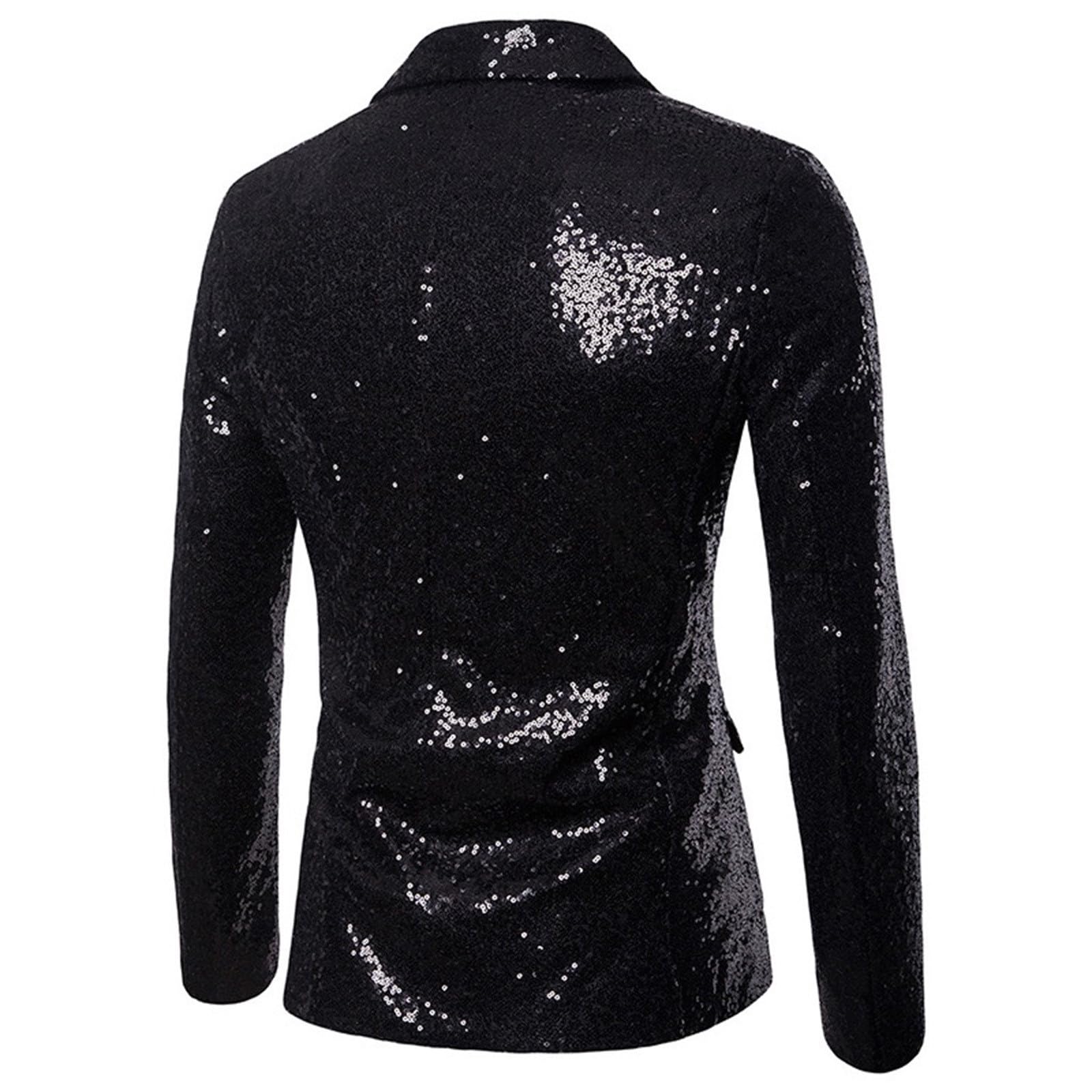Herren Pailletten Blazer Glitzer Sakko Klassisch Anzug Jackett Slim Fit Mantel Große Größen Herrenanzug EIN Knöpfe Anzugjacke Herrenjacke Performance-Kostüm Karneval Party Bühnenkleid Hochzeitsanzug