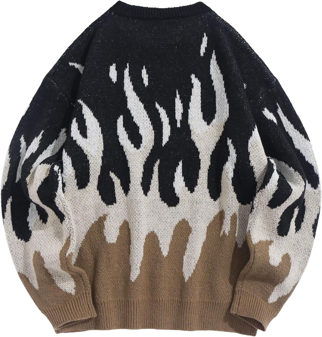 ZAFUL Men's Oversized Sweater Y2K Aesthetic Flame Graphic Crewneck Knit Pullover Unisex Casual Sweaters - Image 6