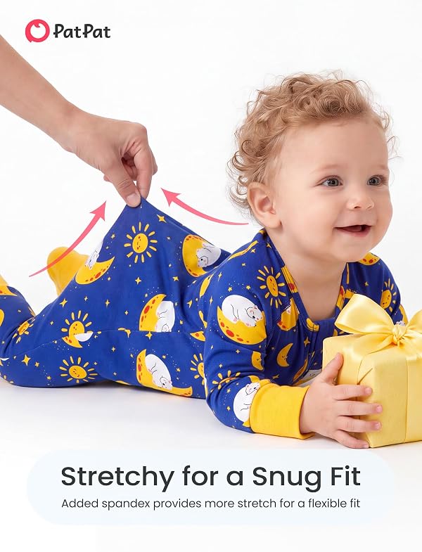 PATPAT Organic Cotton Baby Pajamas, Snug Fit Footie with 2-Way Zipper by PATPAT - Used condition - Image 5