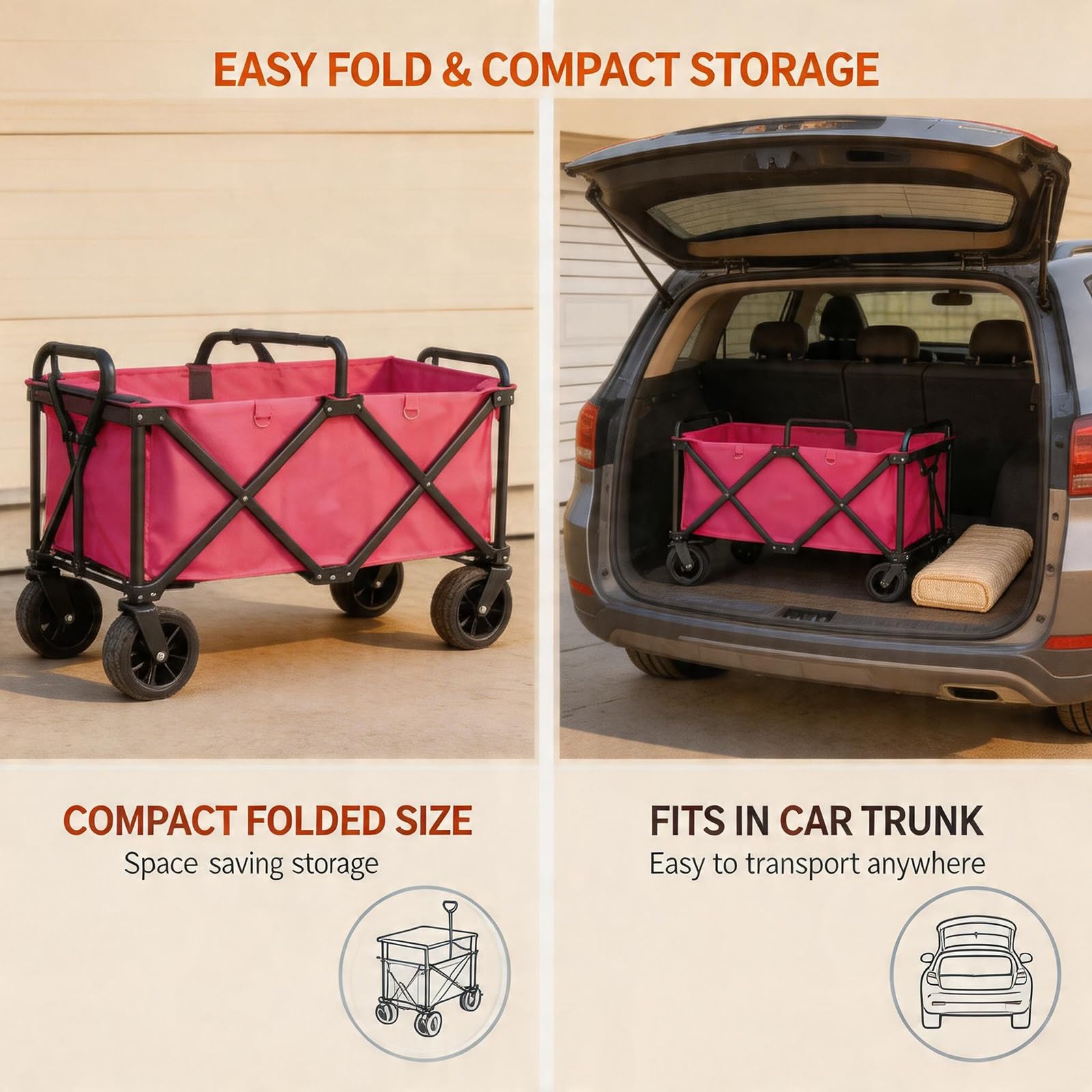 Puesto de Venta Plegable Carro Móvil de Venta Ambulante de Comida con Ruedas Freno y Remolque Pequeño para la Venta de Frutas Verduras y Bebidas.(Brown,160x60cm)