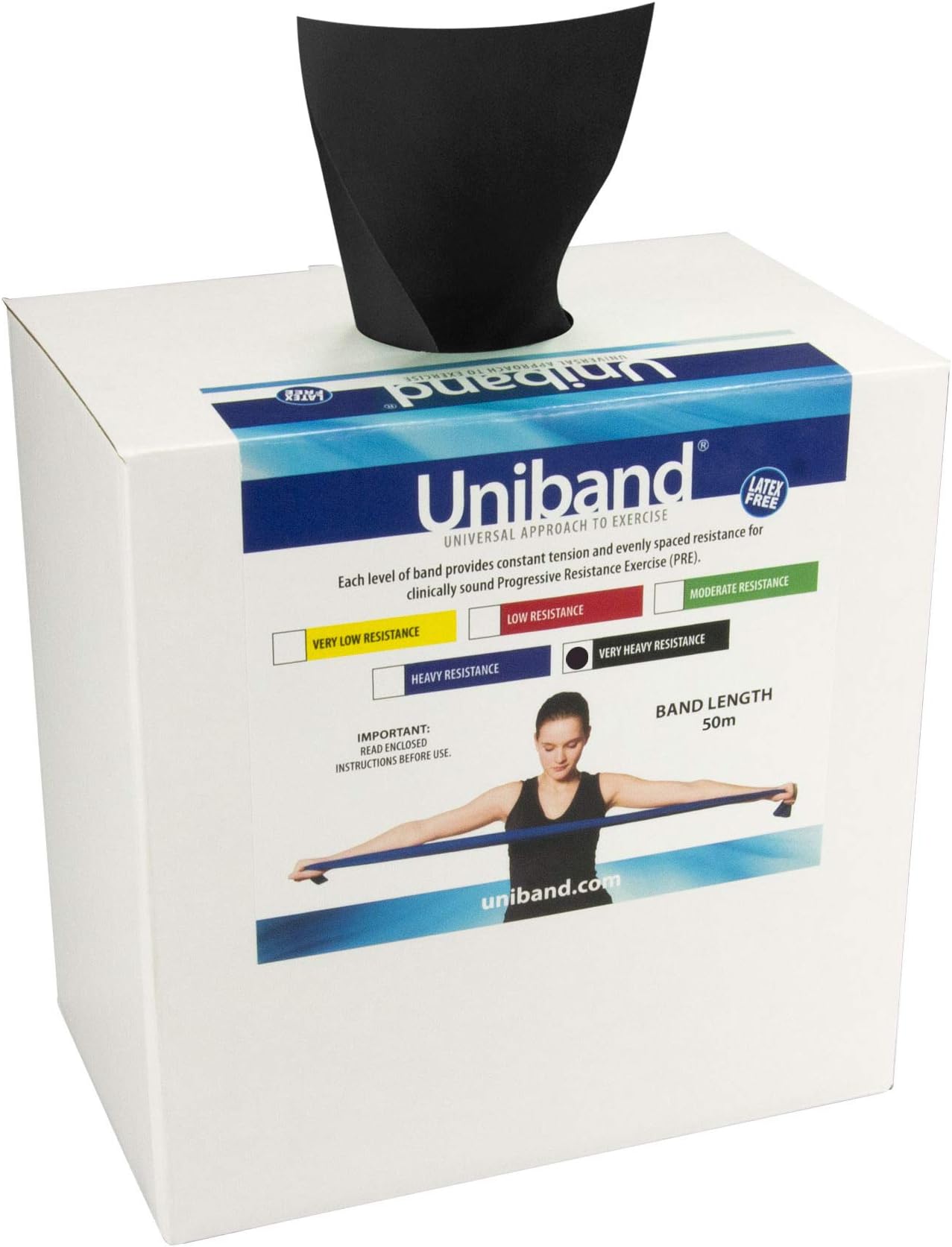 Uniband Resistance Exercise Bands, Skin Friendly Fitness and Physio Bands – Ideal for Yoga, Pilates, Gym, Training and Home
