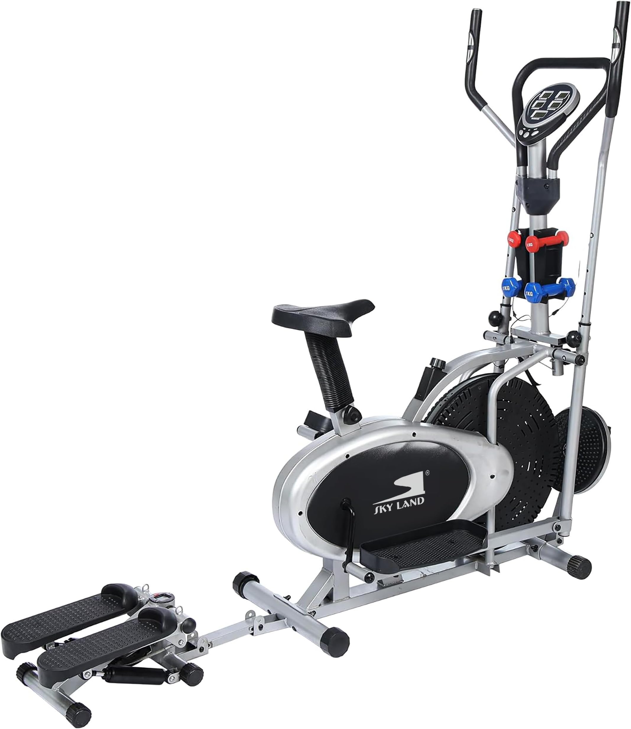 Exercise Bike for Home, Elliptical Orbitrek Cross Trainer with Adjustable Resistance, LCD Monitor, Full-Body Cardio Fitness Machine