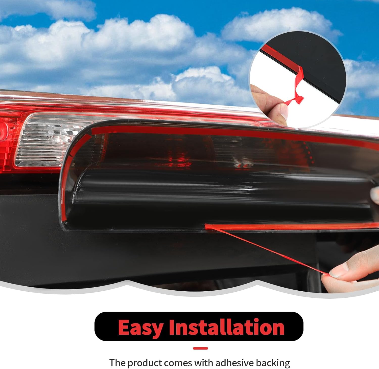 RT-TCZ Smoked Black Third 3rd Brake Light Cover High Mount Stop Lamp Cover Trim Exterior Accessories for Chevy Silverado 2014-2018,for GMC Sierra 2014-2020